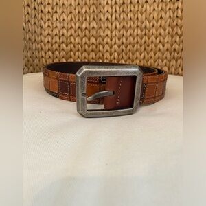 Robert Graham Patchwork Tan Black Genuine Leather Belt Size 34/85 NEW